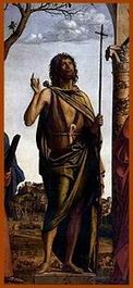 ...Johannes auf diesem Bild ist auch eine Replik, eine Variation seiner selbst — bei Cima, und des Johannes von Donatello aus der Frari...